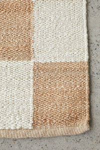 Thumbnail for Rocco Sahara Natural and White Jute Checkered Pattern Rectangle Rug