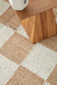 Thumbnail for Rocco Sahara Natural and White Jute Checkered Pattern Rectangle Rug