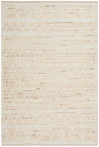 Thumbnail for Xavier Sahara Natural and White Jute Geometric Raised Diamond Pattern Rectangle Rug