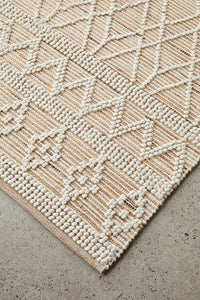 Thumbnail for Xavier Sahara Natural and White Jute Geometric Raised Diamond Pattern Rectangle Rug