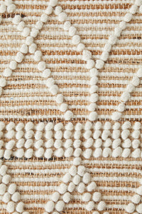 Thumbnail for Xavier Sahara Natural and White Jute Geometric Raised Diamond Pattern Rectangle Rug