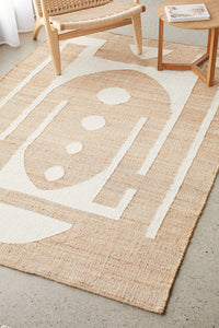 Thumbnail for Zelda Sahara Natural and White Jute Tribal Pattern Rug