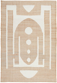 Thumbnail for Zelda Sahara Natural and White Jute Tribal Pattern Rug