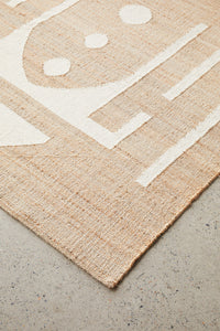 Thumbnail for Zelda Sahara Natural and White Jute Tribal Pattern Rug