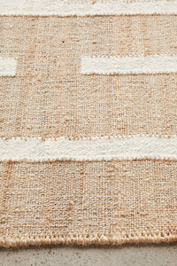 Thumbnail for Zelda Sahara Natural and White Jute Tribal Pattern Rug