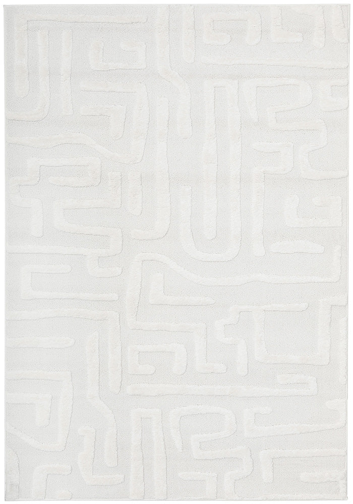 Arlo Serenade White Modern Raised Pattern Rectangle Rug