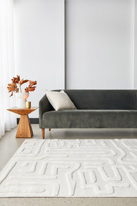 Thumbnail for Arlo Serenade White Modern Raised Pattern Rectangle Rug