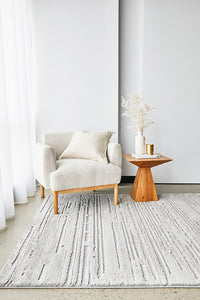 Thumbnail for Ezra Serenade Grey Modern Organic Line Pattern Rectangle Rug