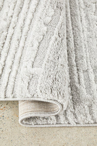 Thumbnail for Ezra Serenade Grey Modern Organic Line Pattern Rectangle Rug