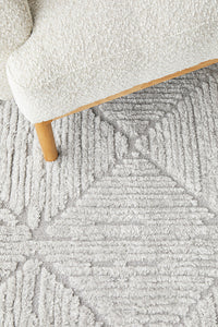 Thumbnail for Shilo Serenade Silver Grey Modern Geometric Pattern Rug