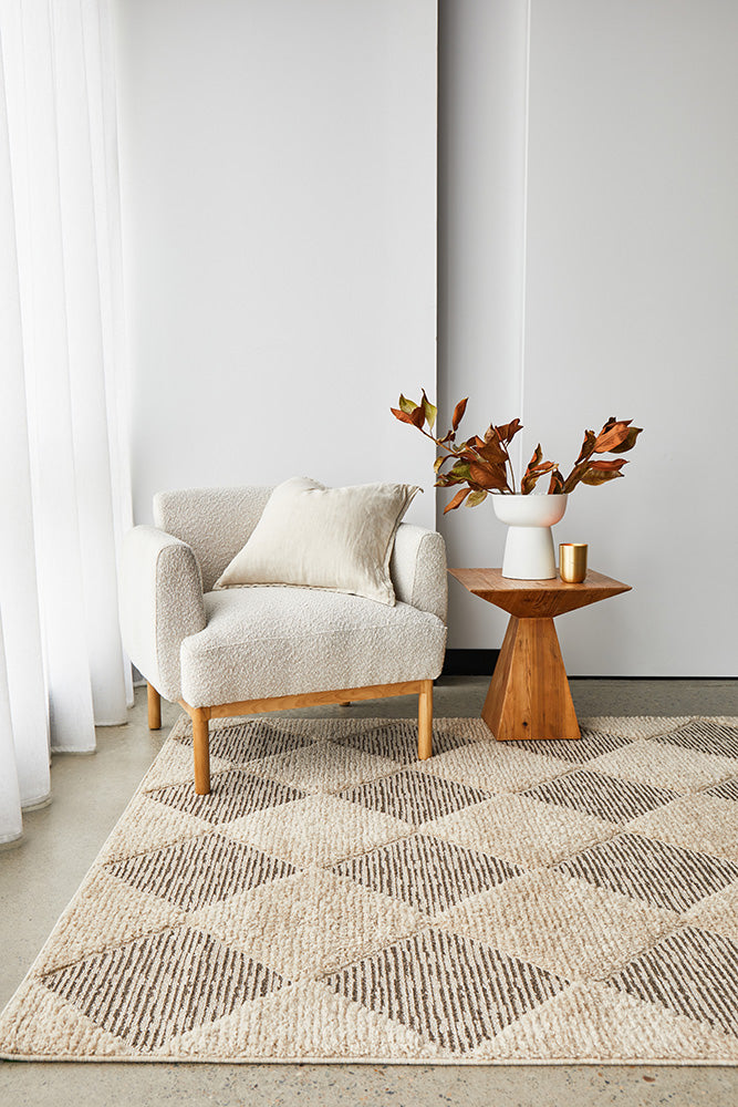 Yuri Serenade Beige Natural Modern Geometric Rug