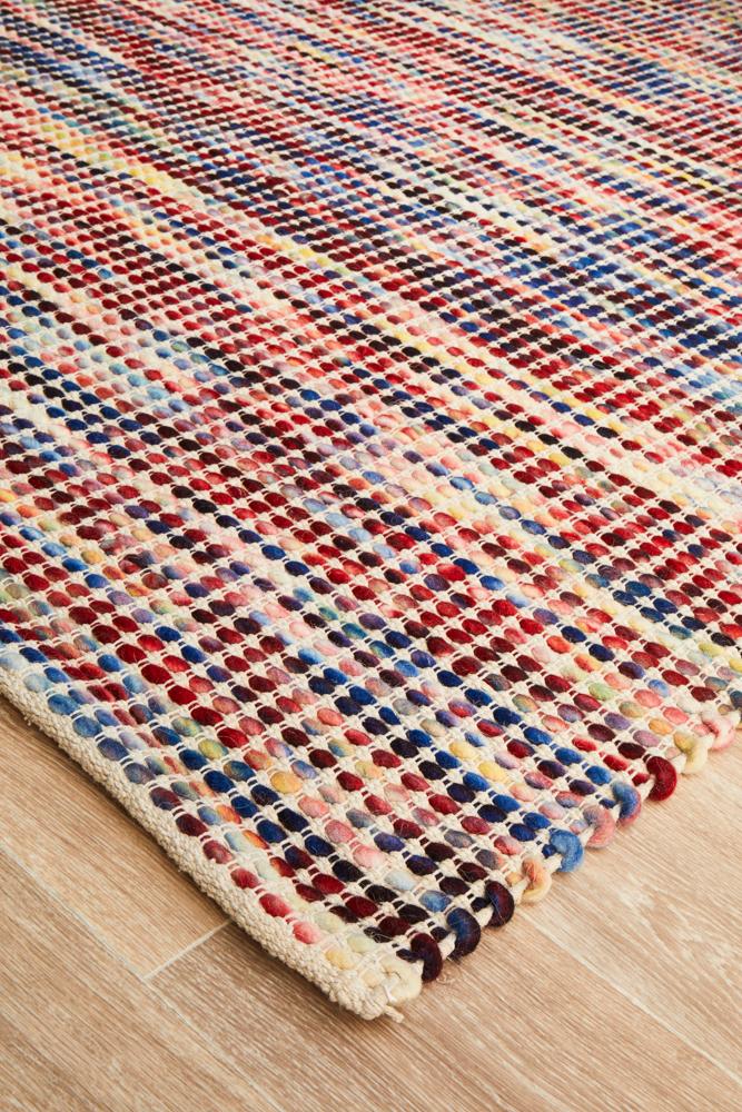 Vera Scandi Multi-Colour Flatweave Felted Wool Rug