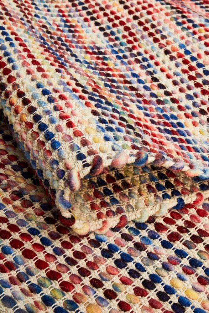 Vera Scandi Multi-Colour Flatweave Felted Wool Rug