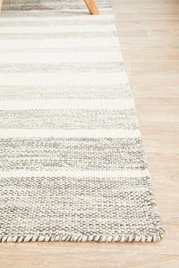 Thumbnail for Erika Scandi Grey Striped Flatweave Wool Rug