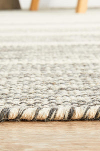 Thumbnail for Erika Scandi Grey Striped Flatweave Wool Rug