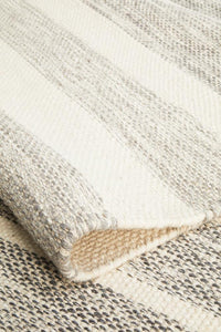 Thumbnail for Erika Scandi Grey Striped Flatweave Wool Rug