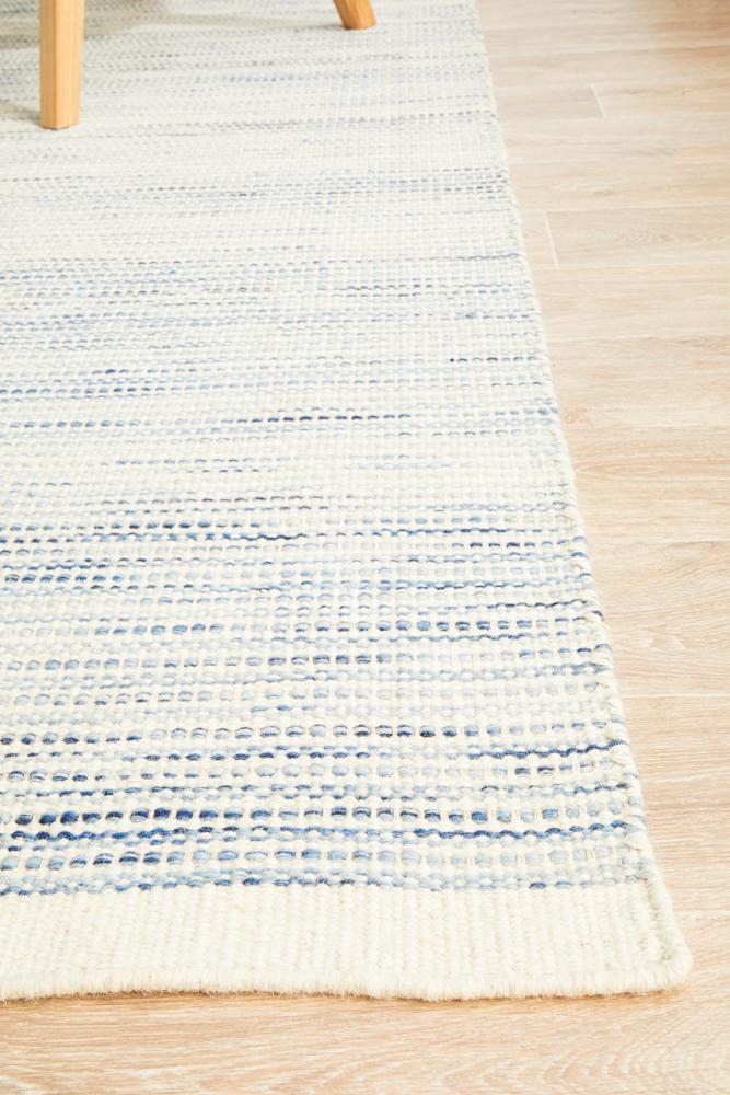 Erika Scandi Blue Flatweave Wool Rug