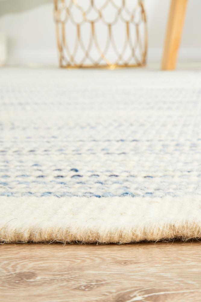 Erika Scandi Blue Flatweave Wool Rug