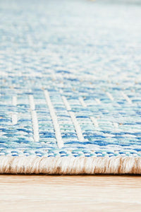 Thumbnail for Tessa Outdoor Blue & White Tribal Pattern Rug