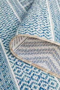 Thumbnail for Tessa Outdoor Blue & White Tribal Pattern Rug