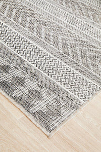 Thumbnail for Tessa Outdoor Grey & White Tribal Pattern Rug