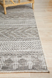 Thumbnail for Tessa Outdoor Grey & White Tribal Pattern Rug