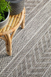 Thumbnail for Tessa Outdoor Grey & White Tribal Pattern Rug