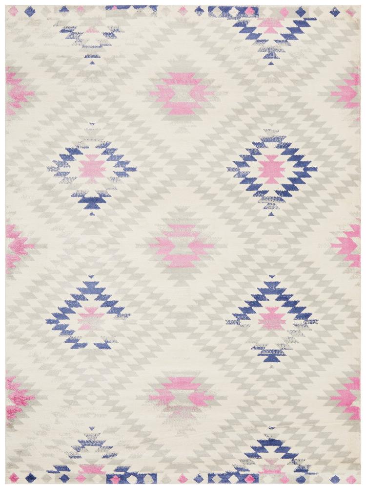 Zanzibar White and Pastel Bohemian Rectangle Rug