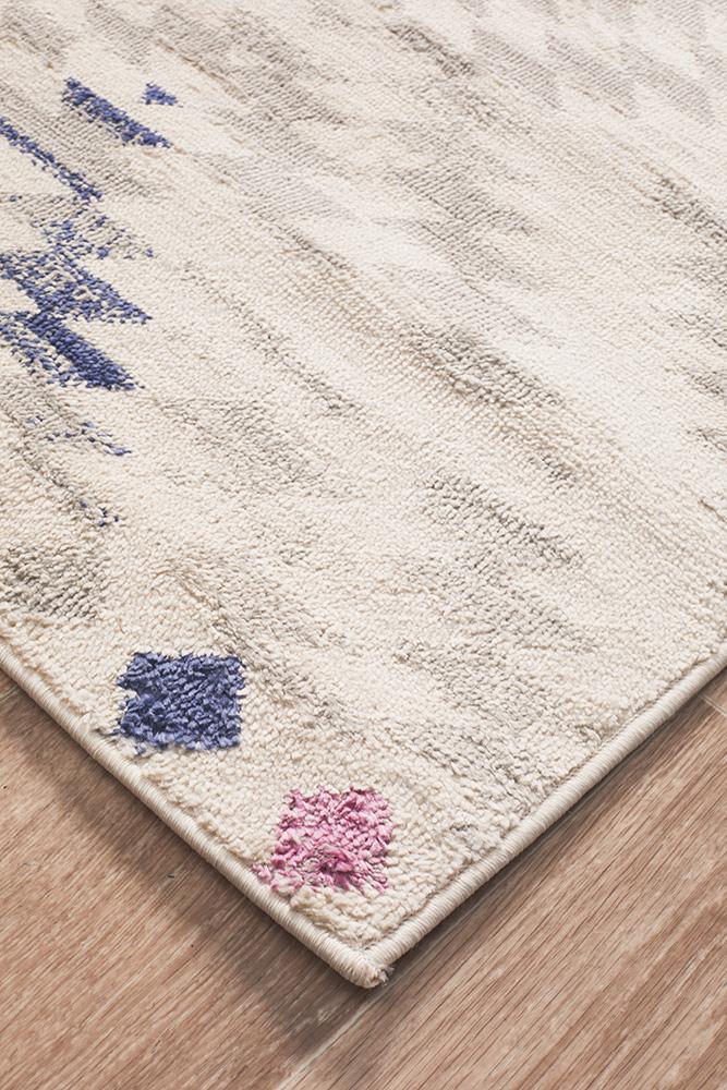 Zanzibar White and Pastel Bohemian Rectangle Rug